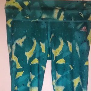 ADIDAS Green Print Climalite Activewear Tights